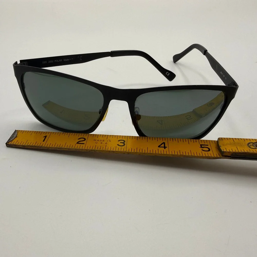SEE Eyewear 2552 Polar Matte Black Rectangular Polarized Sunglasses Italy C1